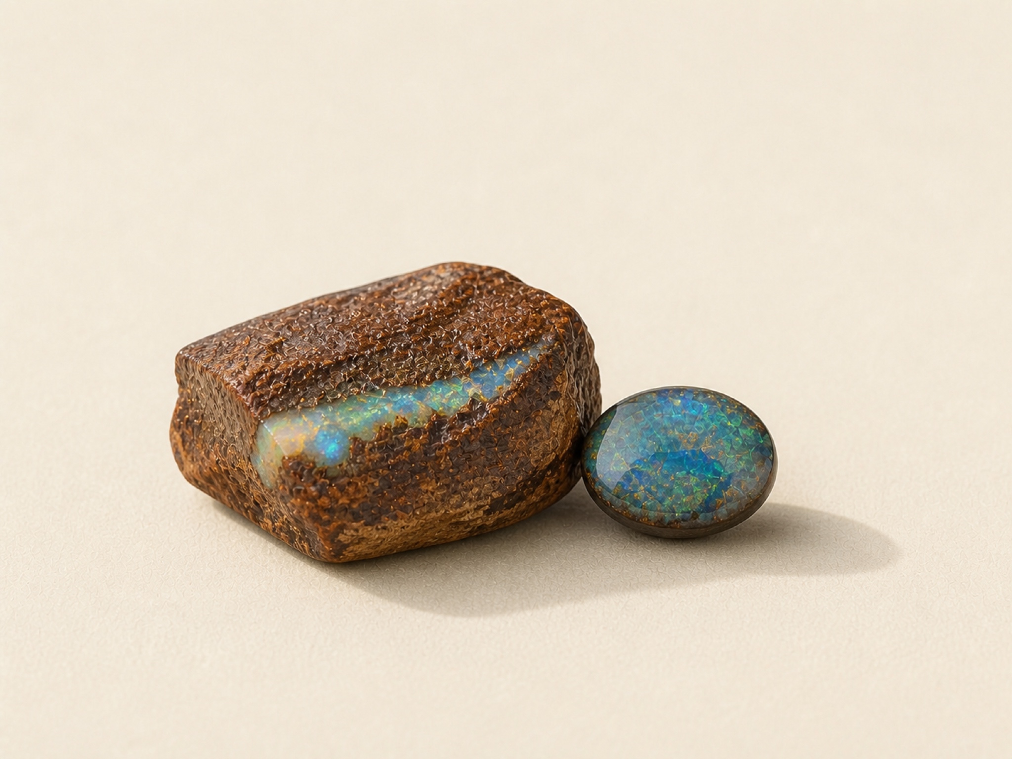 Opal loose gemstones in daylight