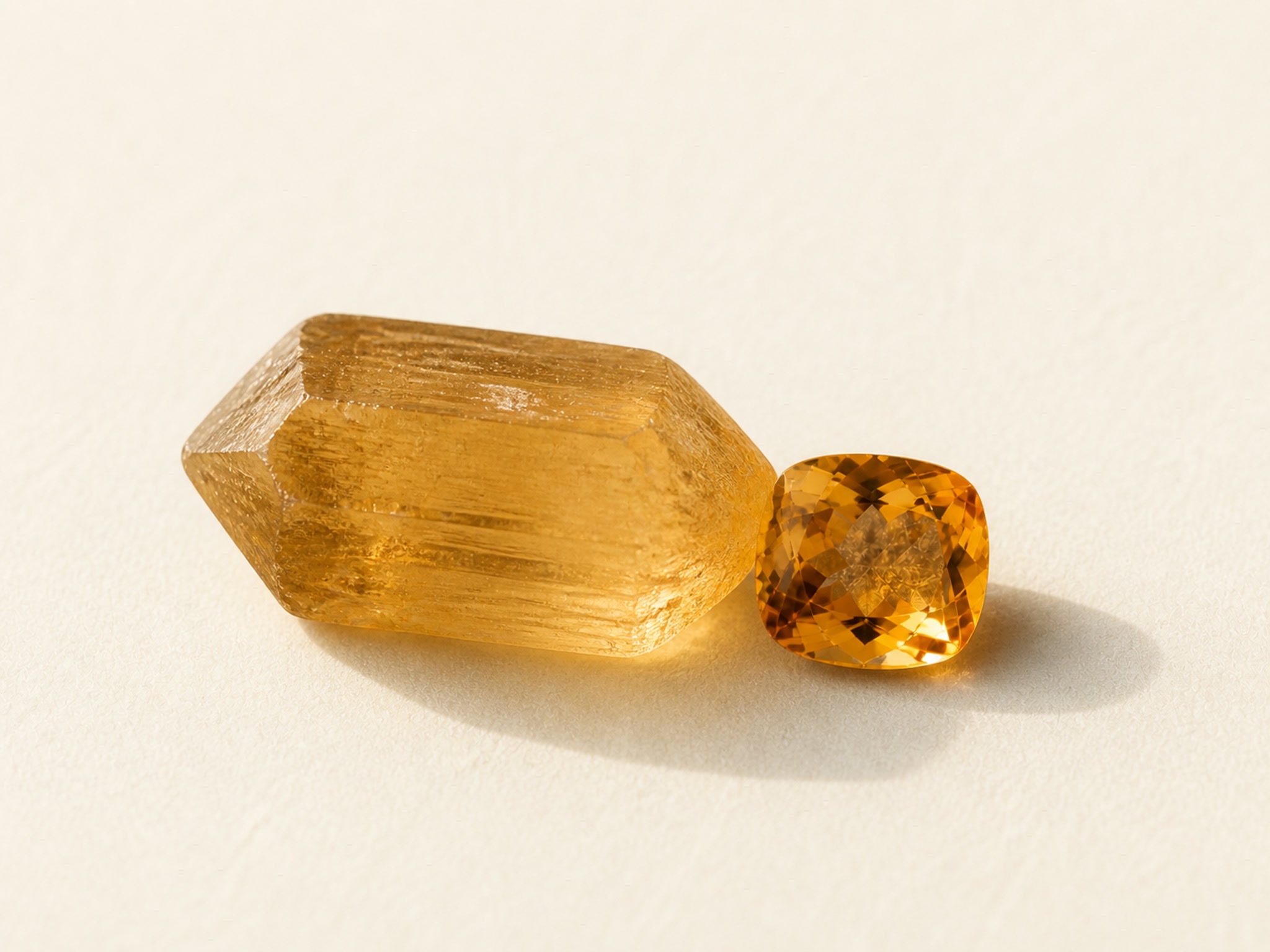 Citrine loose gemstones in daylight
