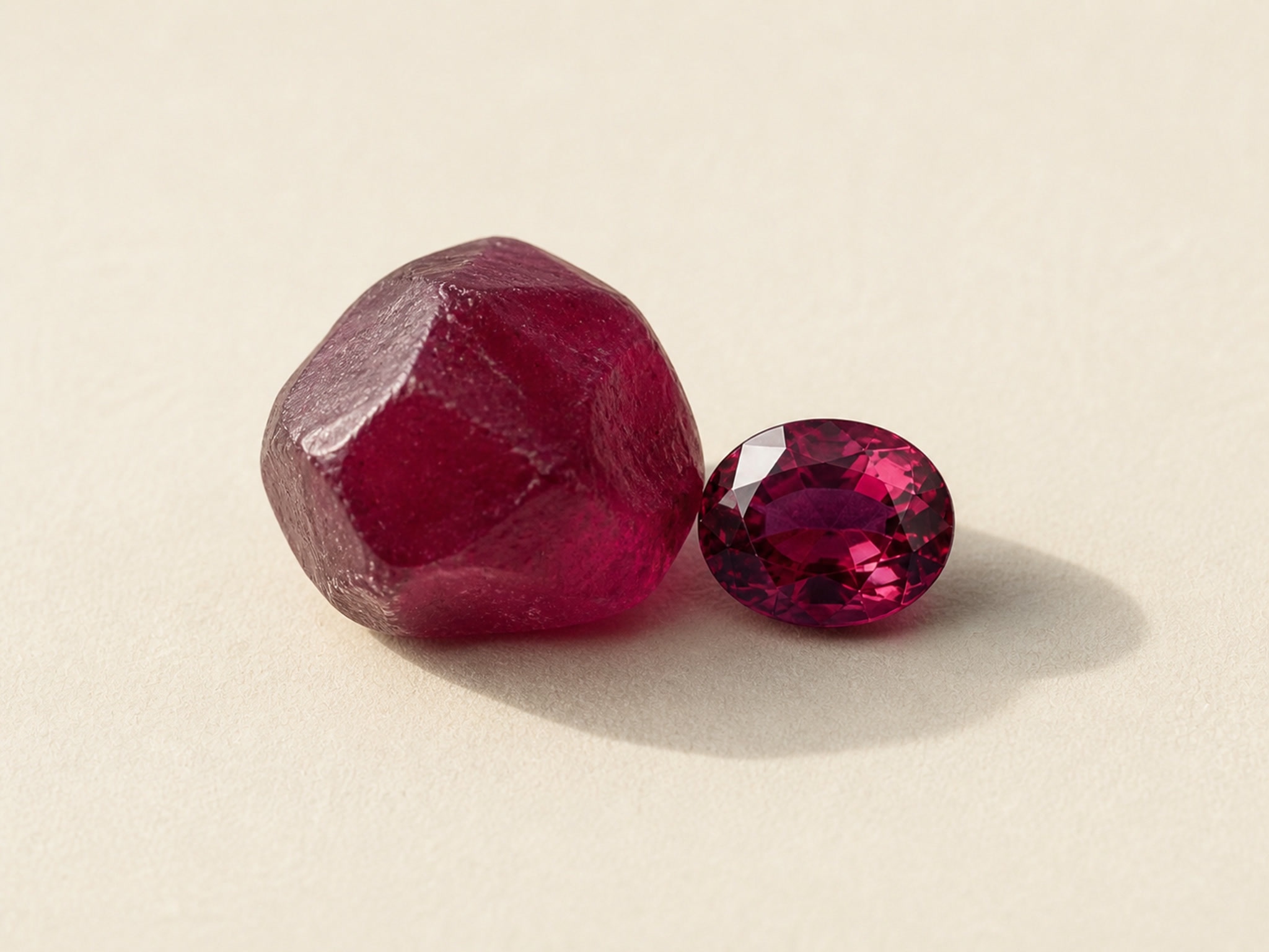 Garnet loose gemstones in daylight