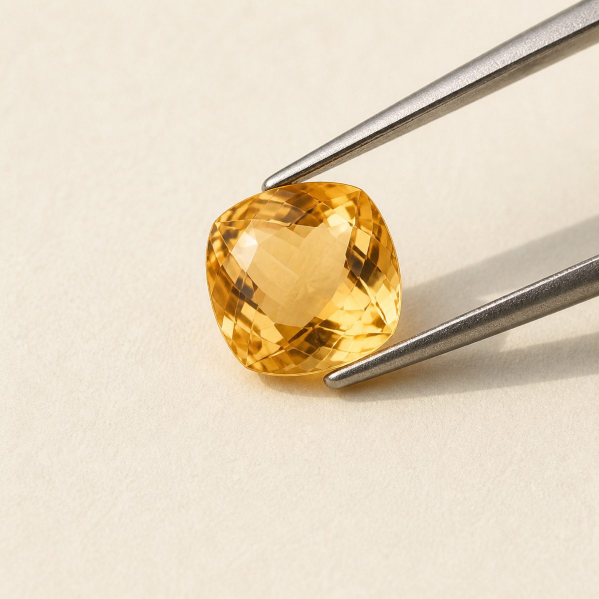 Citrine · No. 87 held in tweezers on ivory paper